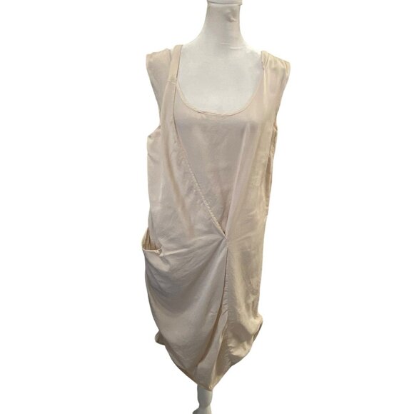 ANNARITA N Women Italian Dress Sleeveless Scoop Neck V Back Sz 6 Ivory 75-20 - Picture 1 of 16